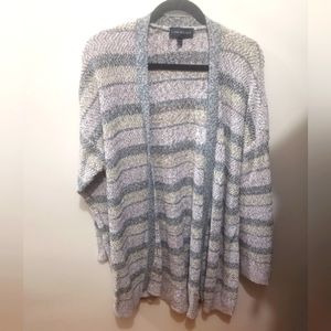 Lane Bryant Cotton Striped Long Sleeve Open Front Office Cardigan Plus 26/28